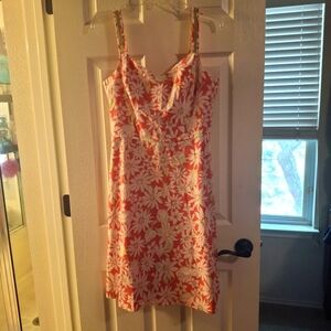 Talbots Orange and White Asymmetrical Dress